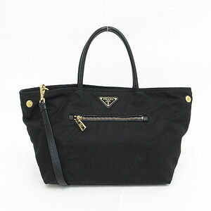 Prada Tessuto Black Nylon Tote Bag leather trim